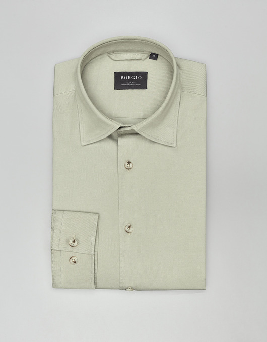 koszule męskie Koszula terranova 00554 długi rękaw zielony slim fit