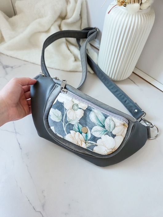 saszetka nerka Nerka Pola Szara w Kwiaty