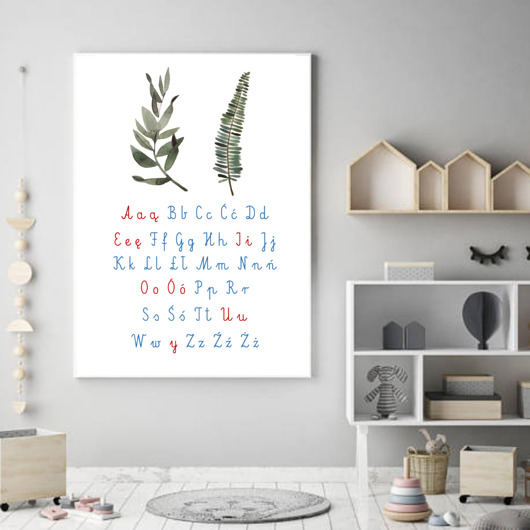 obrazy i plakaty do pokoju dziecięcego alfabet Montessori  plakat dla dzieci