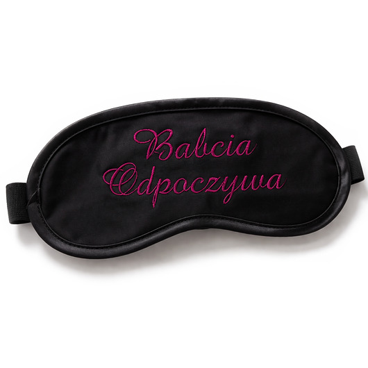 opaski na oczy OPASKA Czarna bawełniana haftowana Babcia odpoczywa PREZENT
