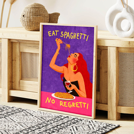 plakaty Plakat Jedz spaghetti, nie żałuj