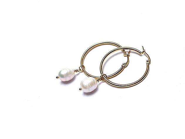 Kolczyki pozłacane Pearls /white/ perły naturalne vol. 4  KiKa pracownia