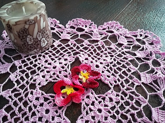 Komplet serwetek Hortensje Lila-Róż ZeStrychu Handmade