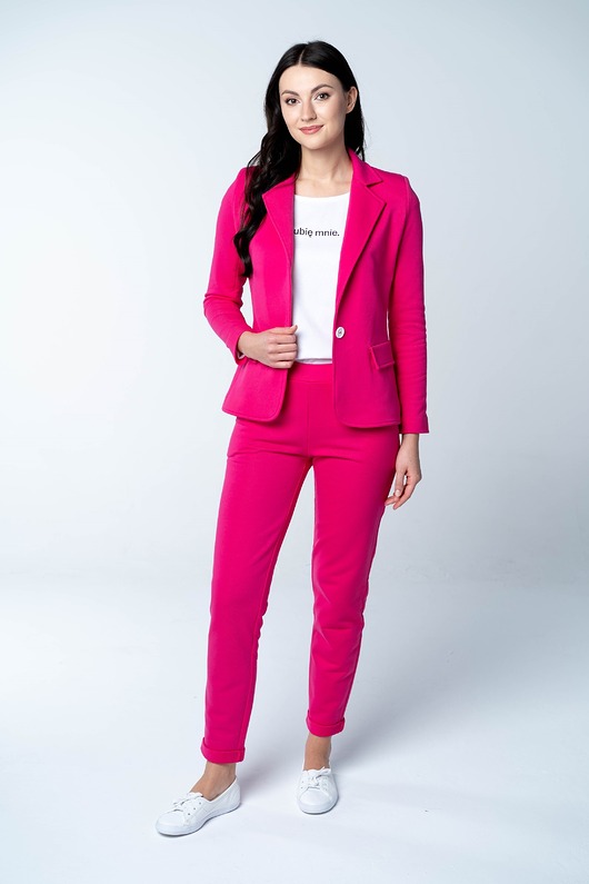 spodnie dresowe damskie Spodnie damskie Fuchsia Fever proste różowe z dresówki