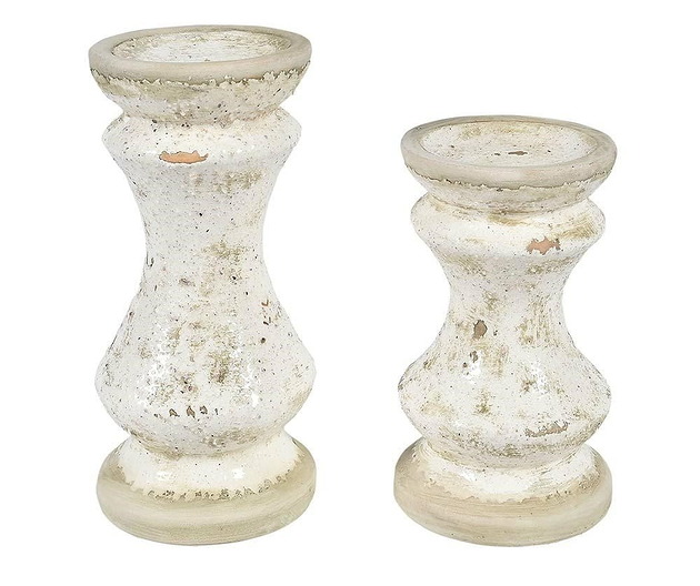 Świecznik biały szkliwiony 23cm Home Design