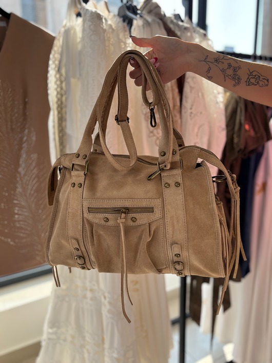torby na ramię Zamszowa torba Bella BEIGE