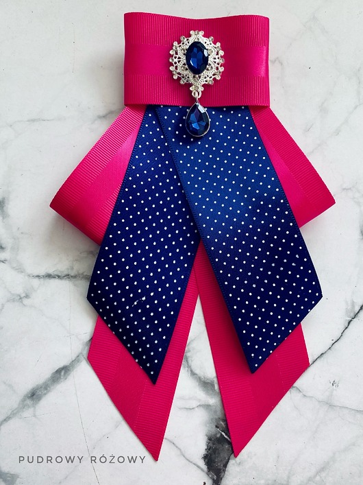 broszki Brosza  / Krawatka granat z fuksją NEW