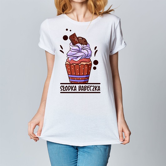 t-shirt damskie Koszulka damska  z nadrukiem Słodka babeczka