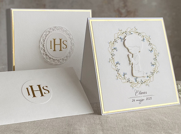 kartki na komunię Kartka na komunię z pudełkiem i kopertą, 45A