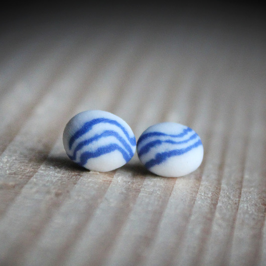 kolczyki ceramiczne PEBBLE/stal chirurgiczna/