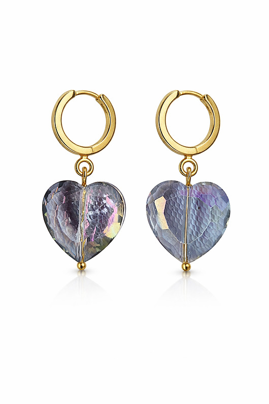 kolczyki pozłacane Kolczyki STORMY HEARTS- srebro 925 złocone 24K, Swarovski