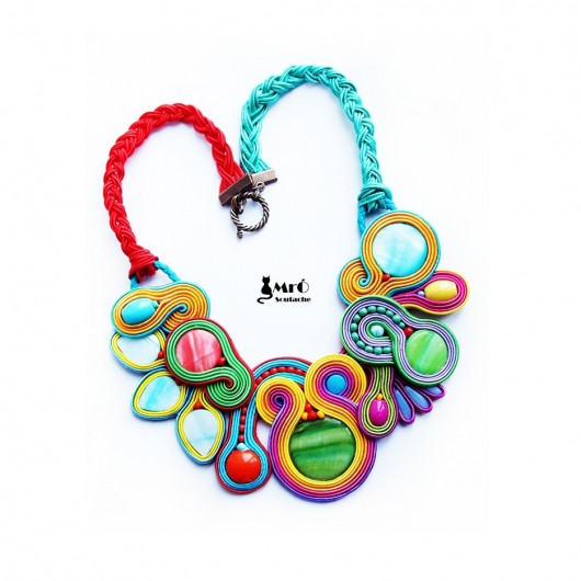 Bajkowy naszyjnik sutasz z żółtym wężykiem Mró Soutache