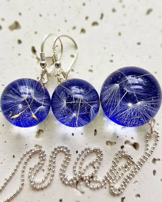 zestaw-dmuchawce w żywicy Grol Jewellery