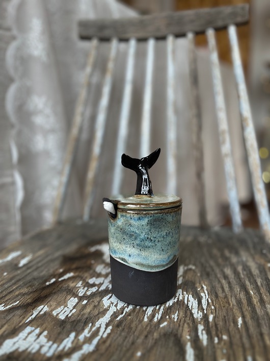 pojemniki kuchenne Ceramiczny pojemnik z wielorybem/orką