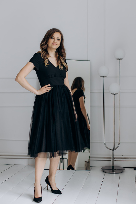 sukienki midi damskie Sukienka z tiulem, NOEMI LADY, czarna