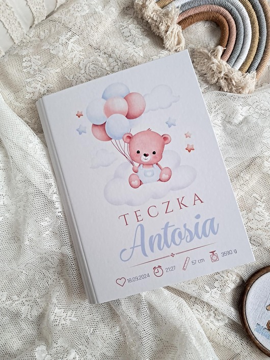 notatniki i albumy TECZKA MIŚ Z BALONIKAMI prezent narodziny dziecka, roczek