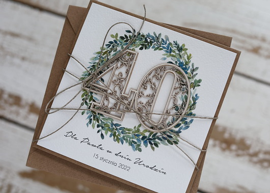kartki scrapbooking Personalizowany prezent - kartka ręcznie robiona na 40 urodziny, pomysł na pr