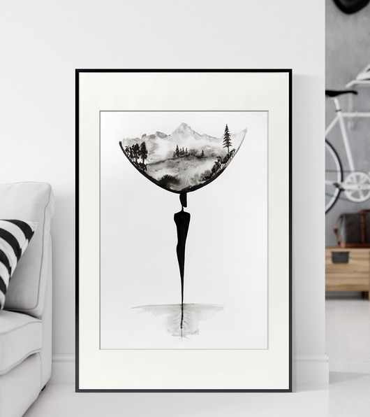 grafika 50X70 cm wykonana ręcznie MiniMalArt