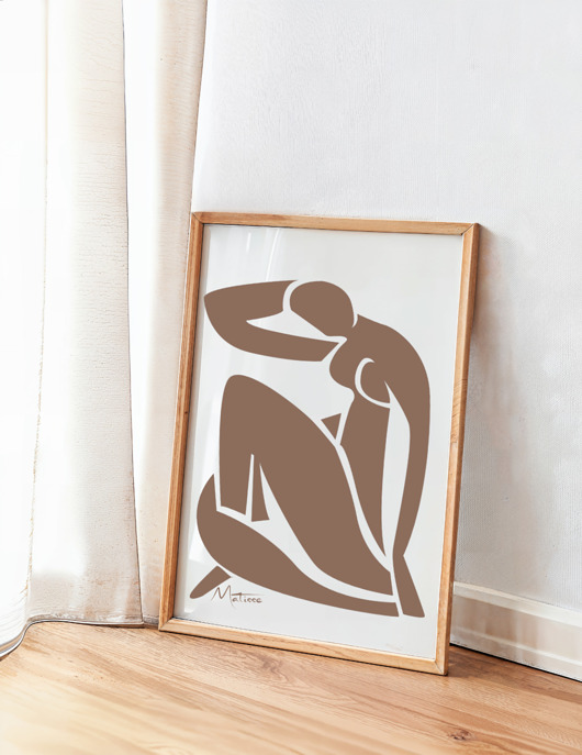plakaty PLAKAT kobieta, Matisse, ilustracja, grafika brązowy