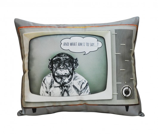 Poduszka Mr. Monkey on TV szara Monkey Machine