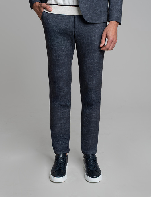 spodnie męskie Spodnie do zestawu lumarzo granatowy slim fit