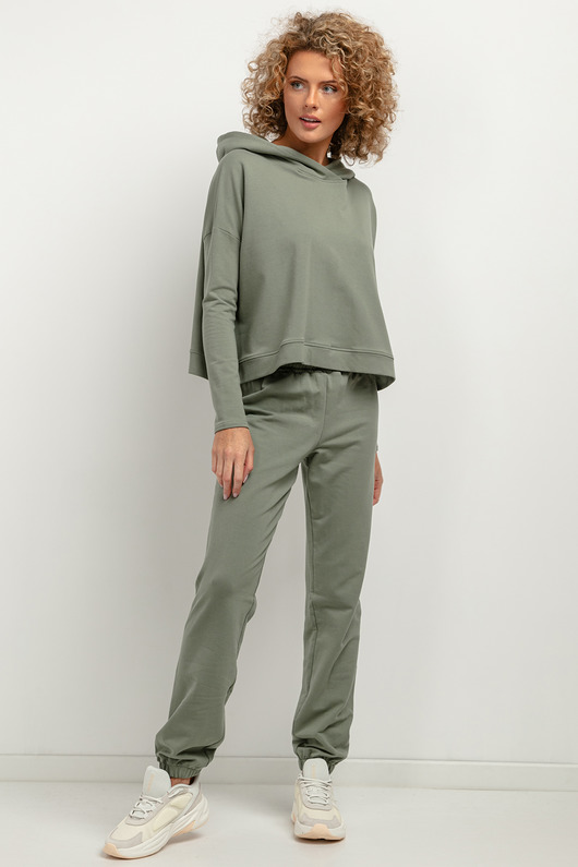 spodnie dresowe damskie Spodnie dresowe jogger T384, zielone