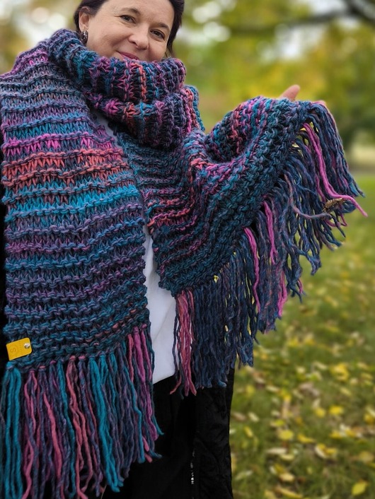 szale damskie Duży szal MAXCOLOR szalik  handmade " kosmiczne energie"