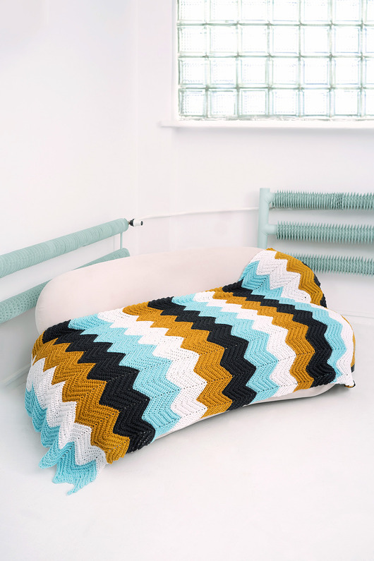 koce i narzuty Kolorowy koc handmade - wzór chevron. Wegański i cf.