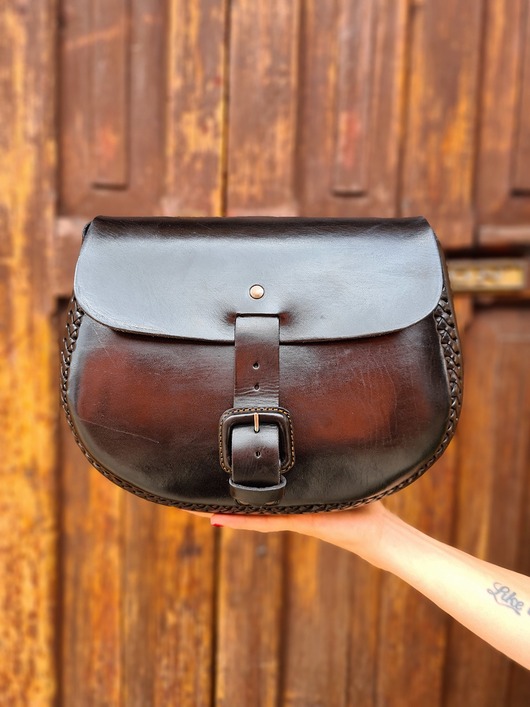 torby na ramię Torebka skórzana ręcznie robiona góralska Elena Czarna na ramię