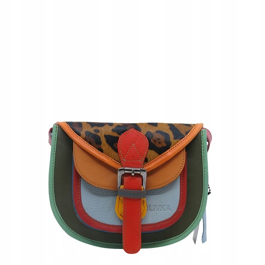 torby na ramię Torebka damska listonoszka skórzana regulowany pasek kolorowa OLIVKA