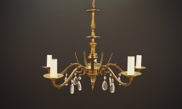 lampy wiszące Żyrandol mosiężny, duński design, lata 60