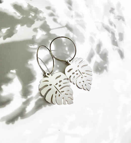 Kolczyki złote Monstera- Hoop earrings- Custom order BOSKE