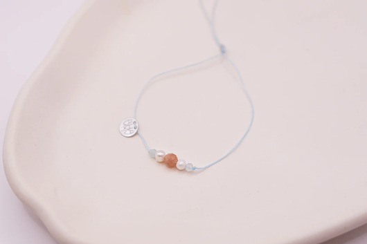 bransoletki z kamieni naturalnych Bransoletka z Kamieniem Słonecznym Perłą i Akwamarynem