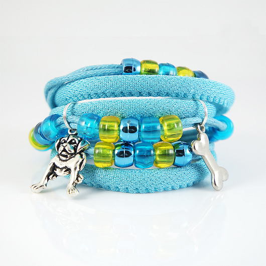 bransoletki - inne Bransoletka - Piesek, kostka - owijana