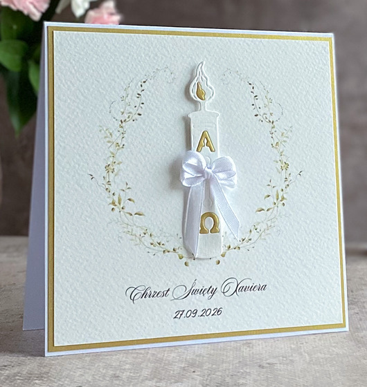 kartki, zaproszenia na chrzest Kartka na chrzest w ozdobnej kopercie, 56c