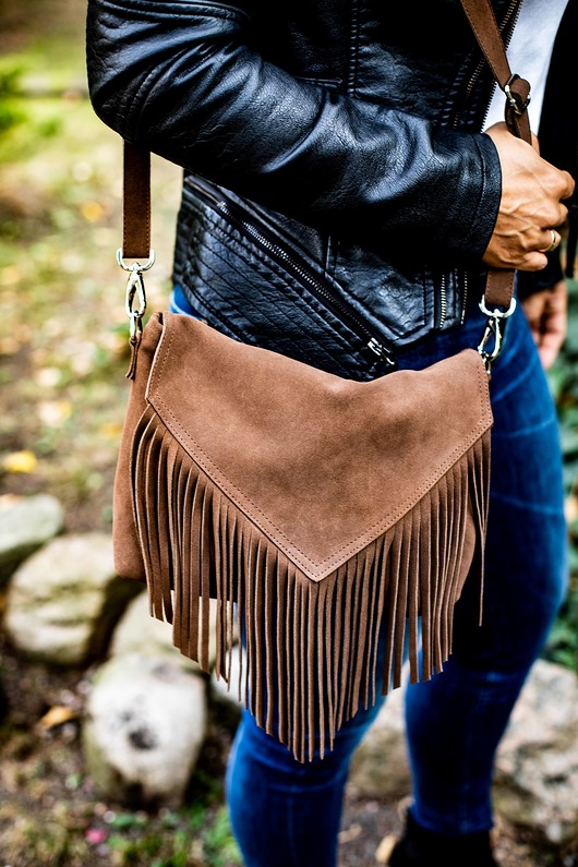 torby na ramię Velope Bag torba z frędzlami czkoladowa