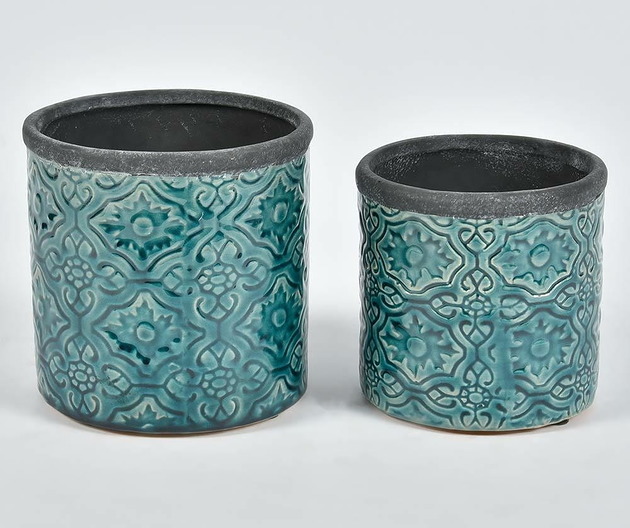 Doniczka osłonka Włoskie Niebo 15cm niebieska Home Design