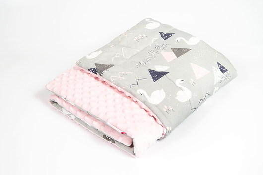 Mięciutki kocyk minky - łabędzie - 75x100 Minky and Cotton