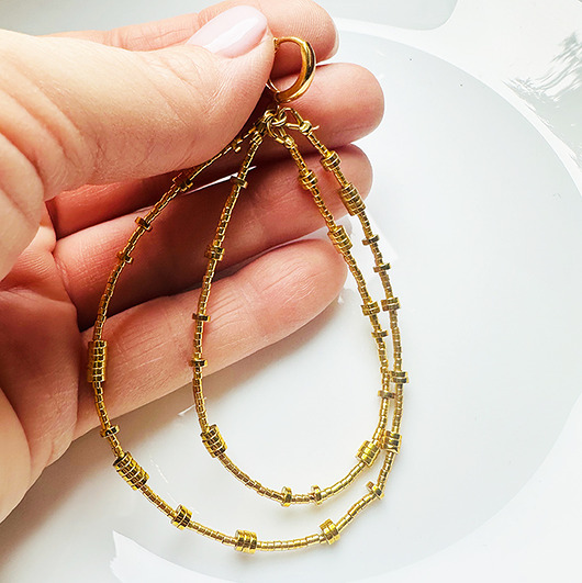 kolczyki pozłacane KOLCZYKI hematyt,  złote długie kolczyki z hamatytu i srebra