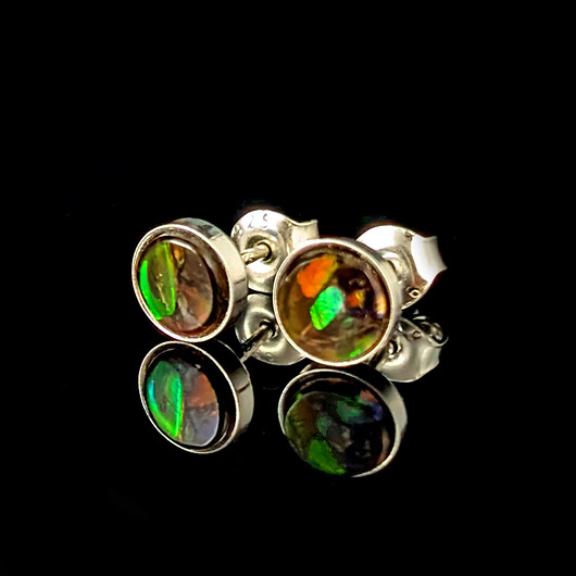 kolczyki srebrne Kolczyki srebrne Ammolity - mini tęczowe papużki