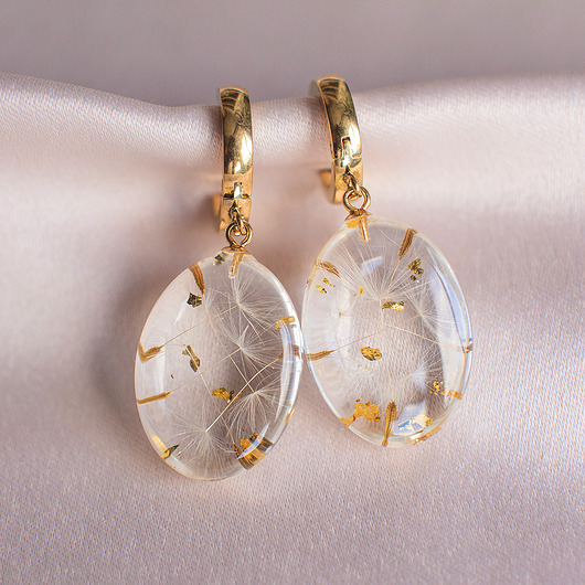 kolczyki z żywicy Kolczyki z rzęsek dmuchawca