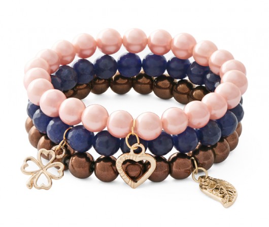 Chocolate hematite,navy blue jade &salmon pearl. Lavoga