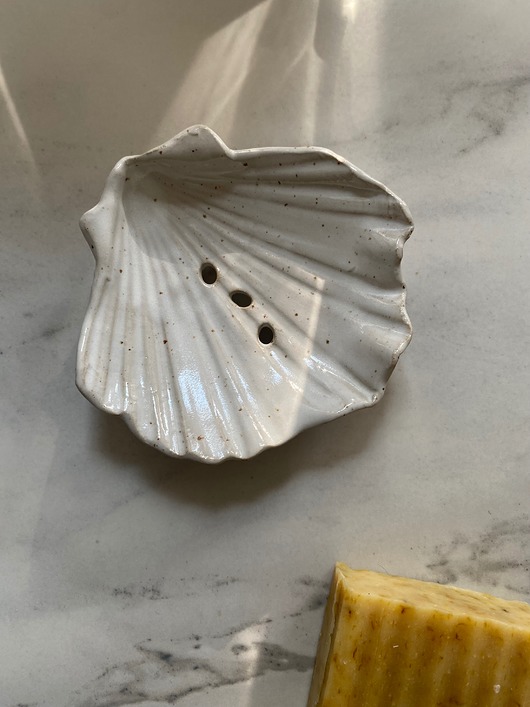 mydelniczki Ceramiczna Mydelniczka Muszelka Muszla Biały Piegusek