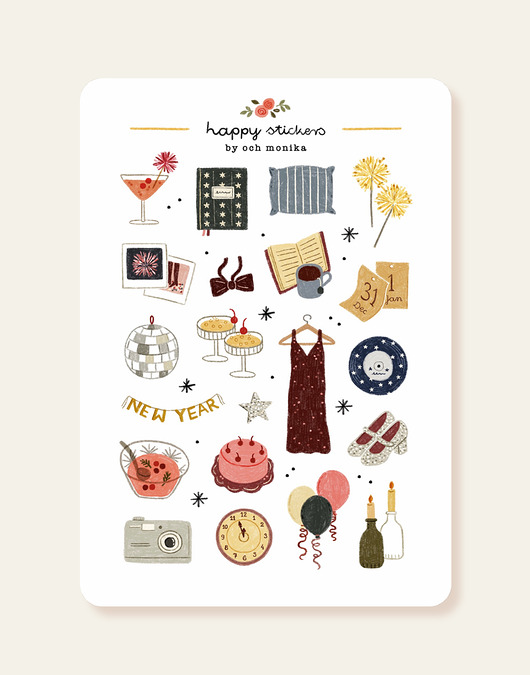 naklejki i wlepy Sylwester - arkusz papierowych naklejek A6