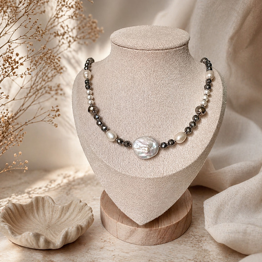 chokery Czoker z perłą barokową