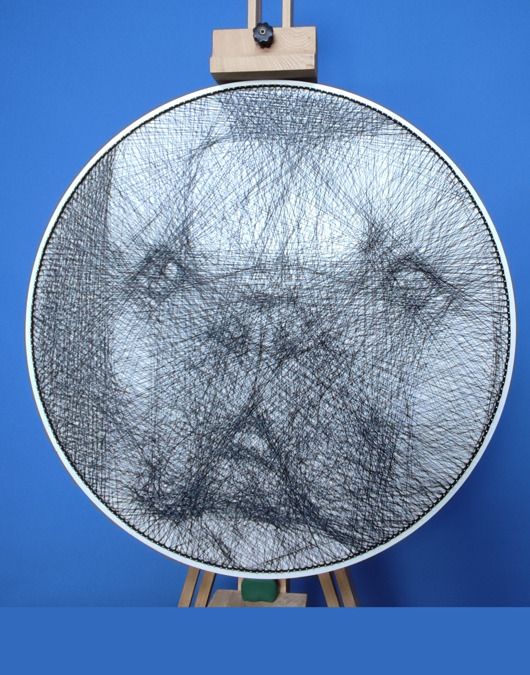 obrazy Buldog Francuski  - Fotorealistyczny  unikalny Obraz z Nici String Art 60cm