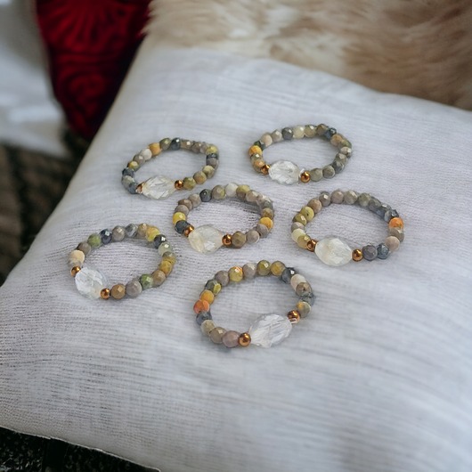 pierścionki elastyczne Pierścionek elastyczny: cytryn, jaspis trzmieli