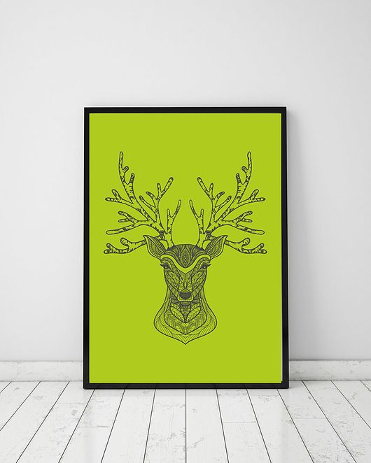 plakat. jeleń (format A3) Love Life and Forest