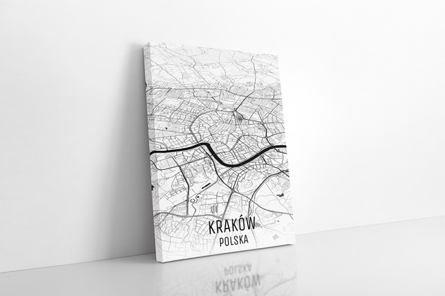 Obraz Gryfna Mapa - Czarno Biała Mapa Krakowa Kreatywny Warsztat