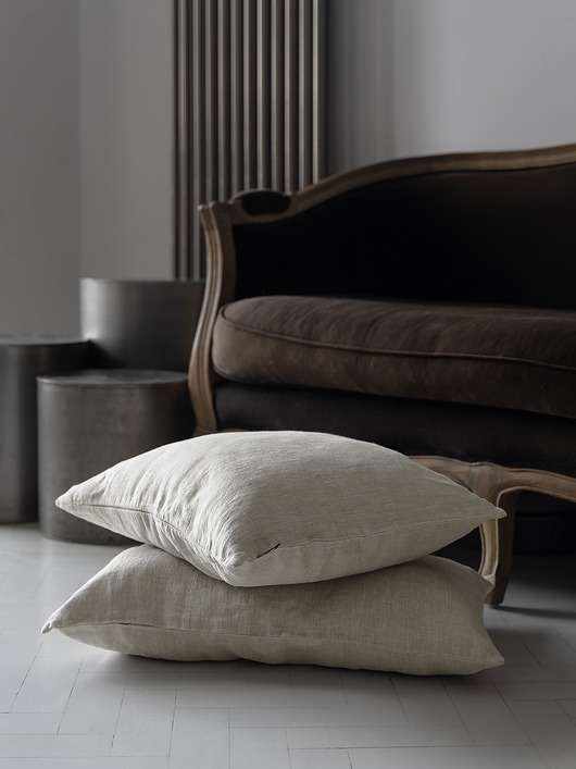 poduszki gładkie Poduszka z Miękkiego  Lnu Stonewashed - Oatmeal